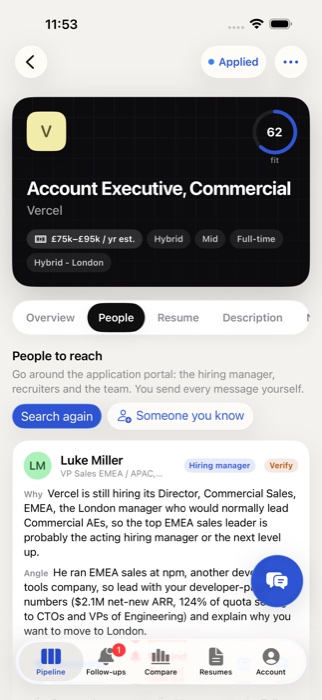 Gancho on iPhone: people who hire, with notes