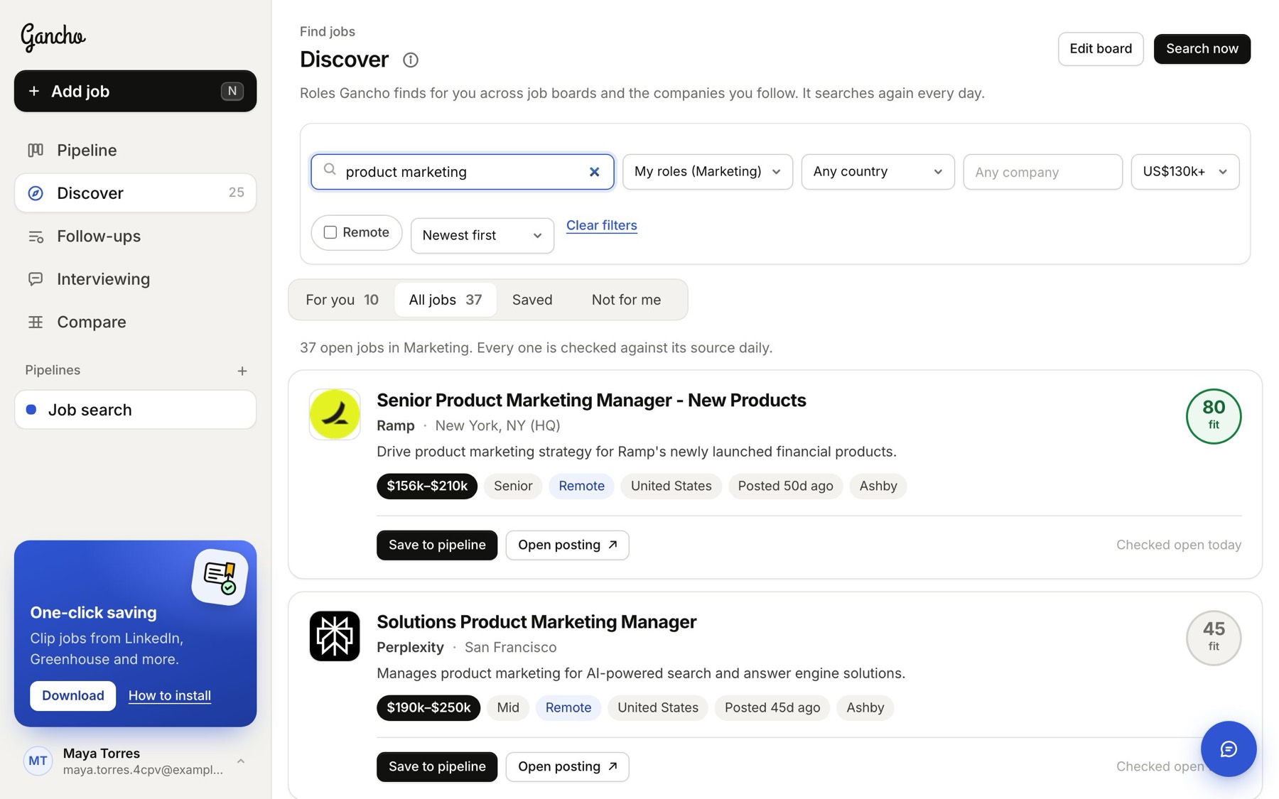Product marketing roles paying US$130k or more