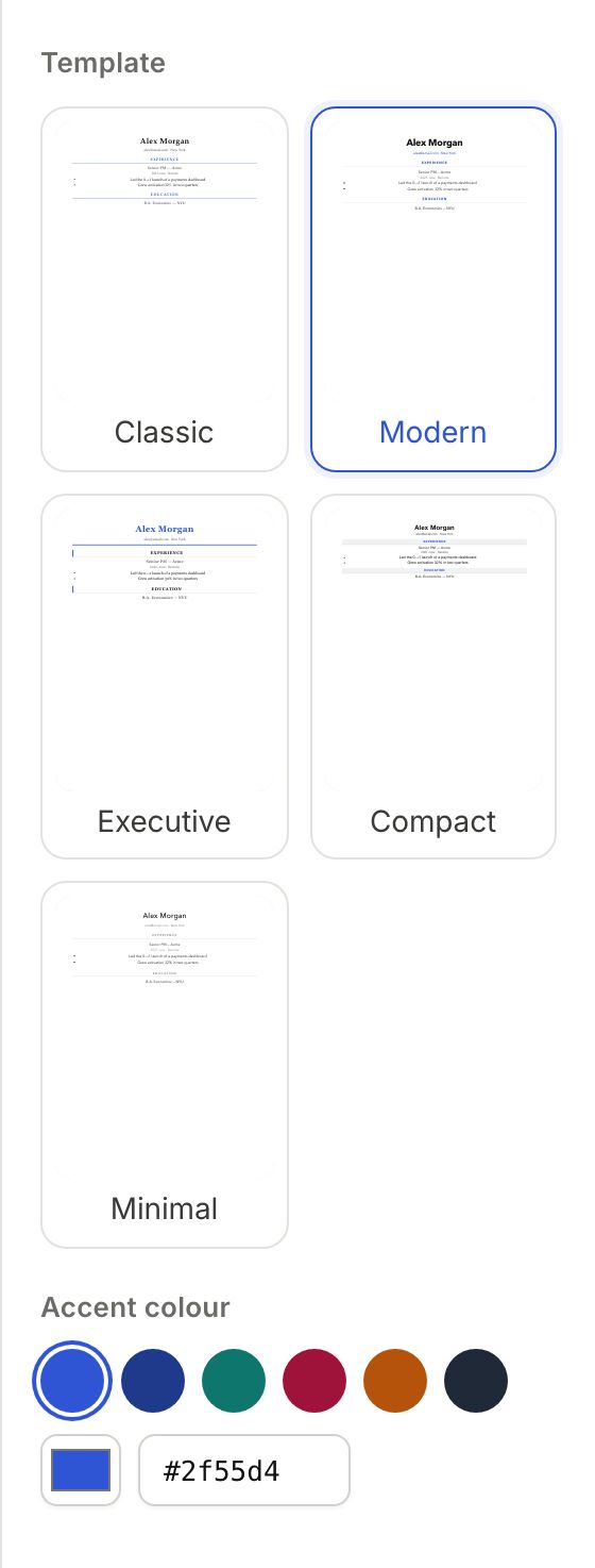 Templates, accent colour and page scale