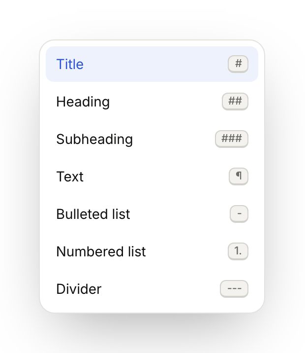 The / menu