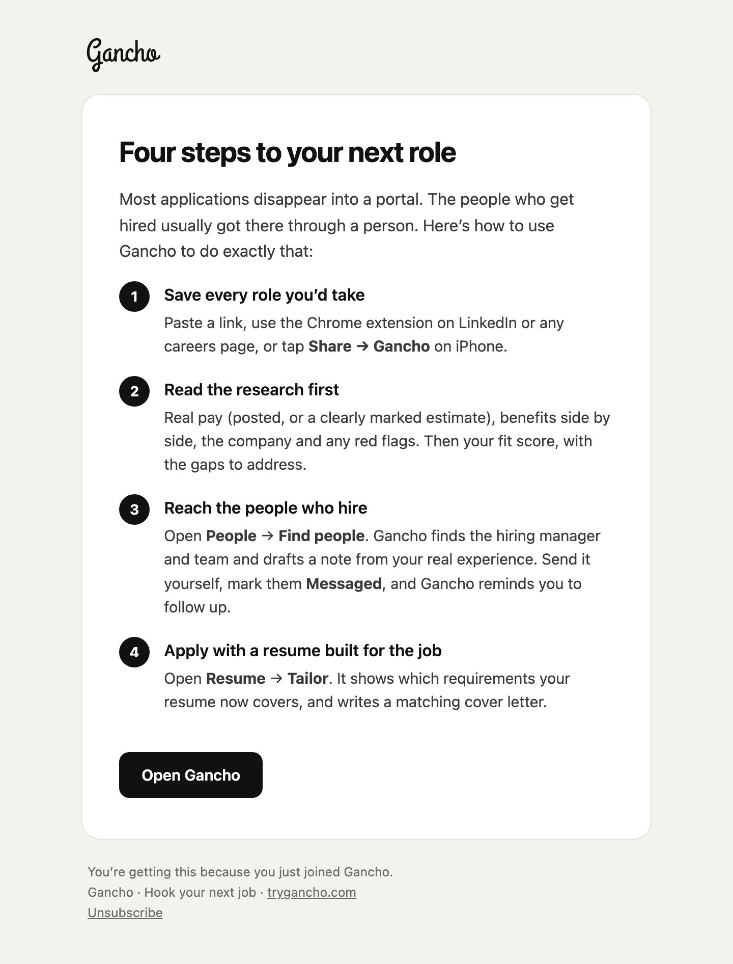 How to land your next role with Gancho