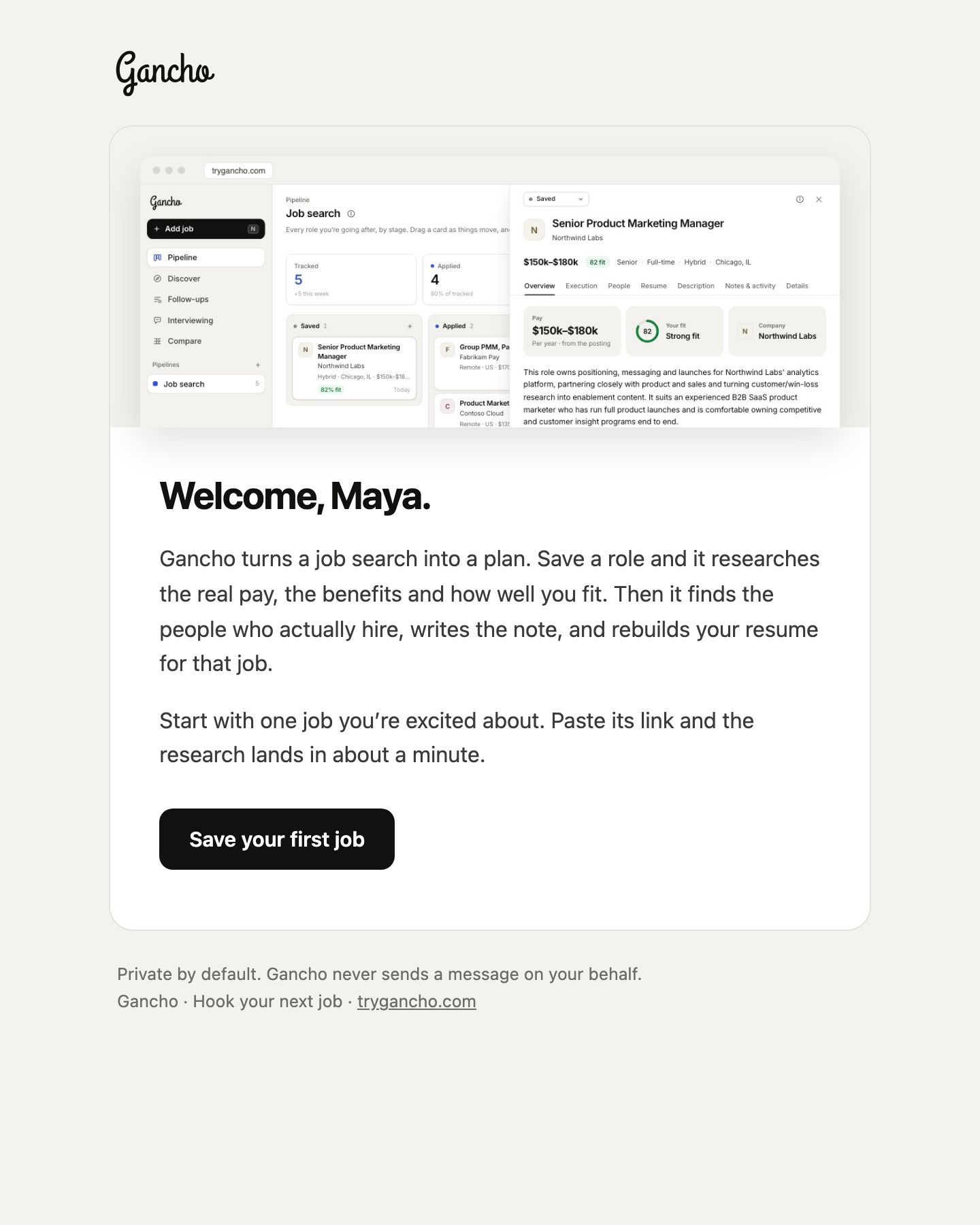 The welcome email
