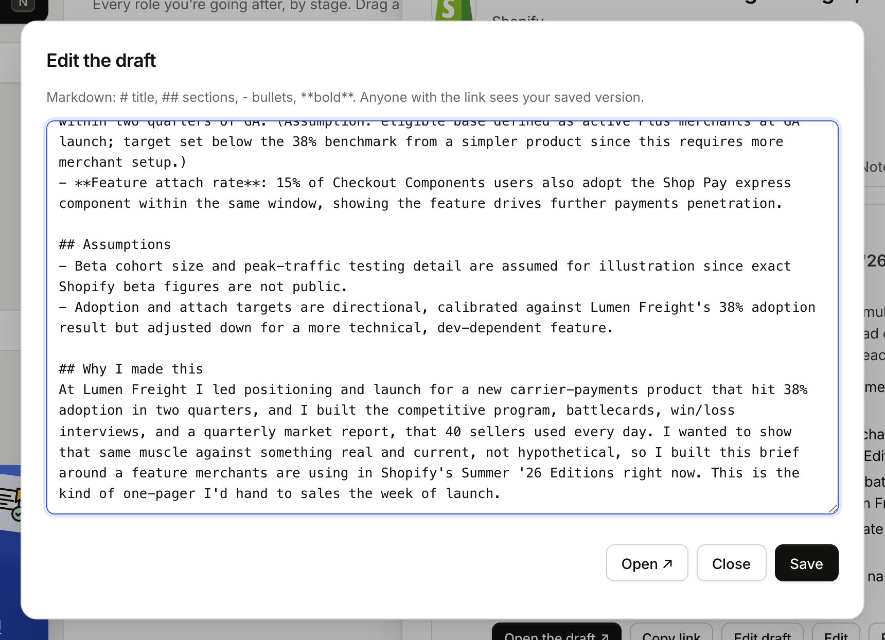 Editing the draft