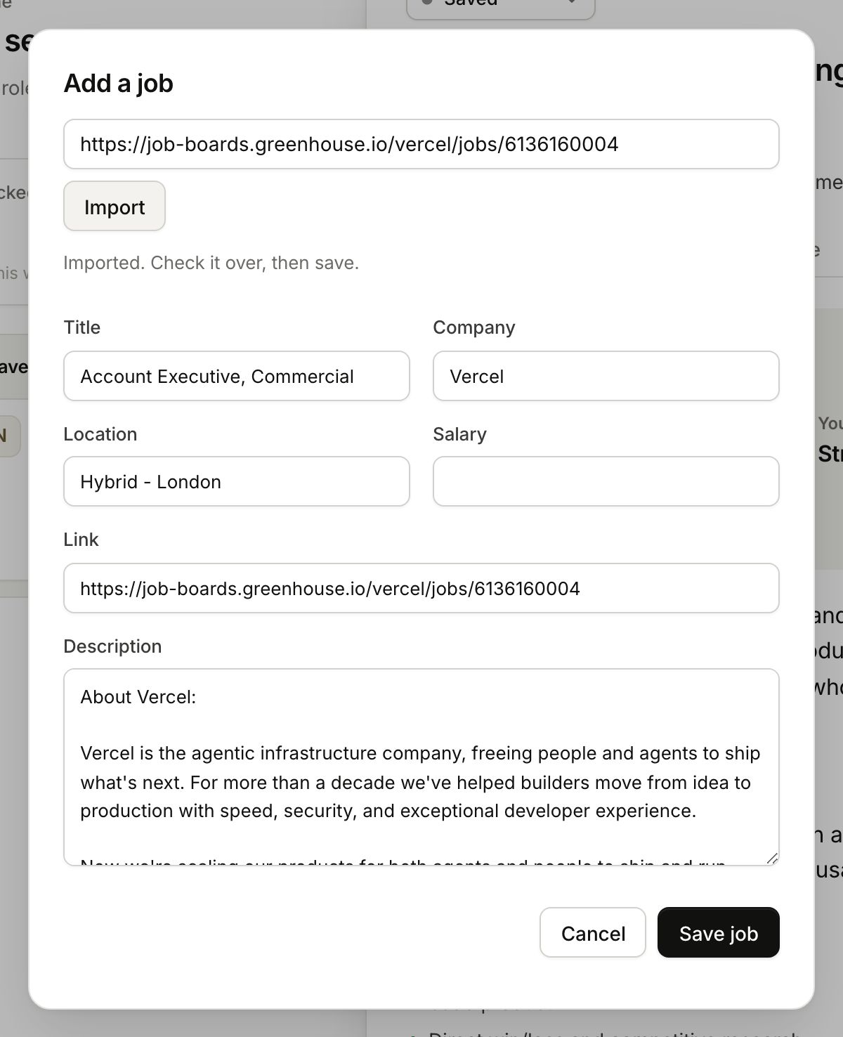 Filled in from the posting. Check it, then Save job