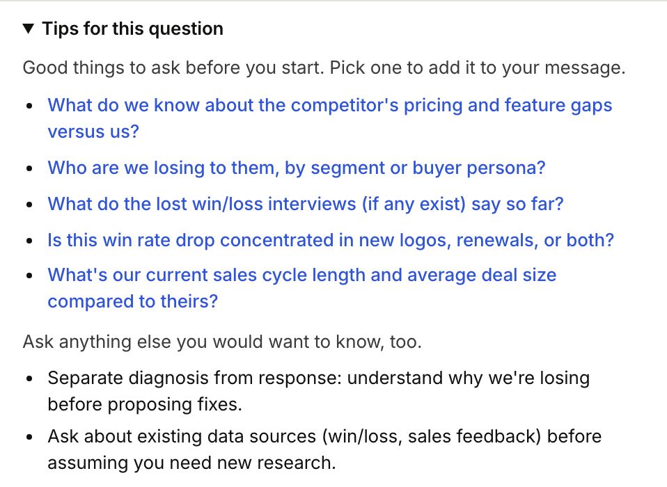 Tips for this question. Pick one to ask it.