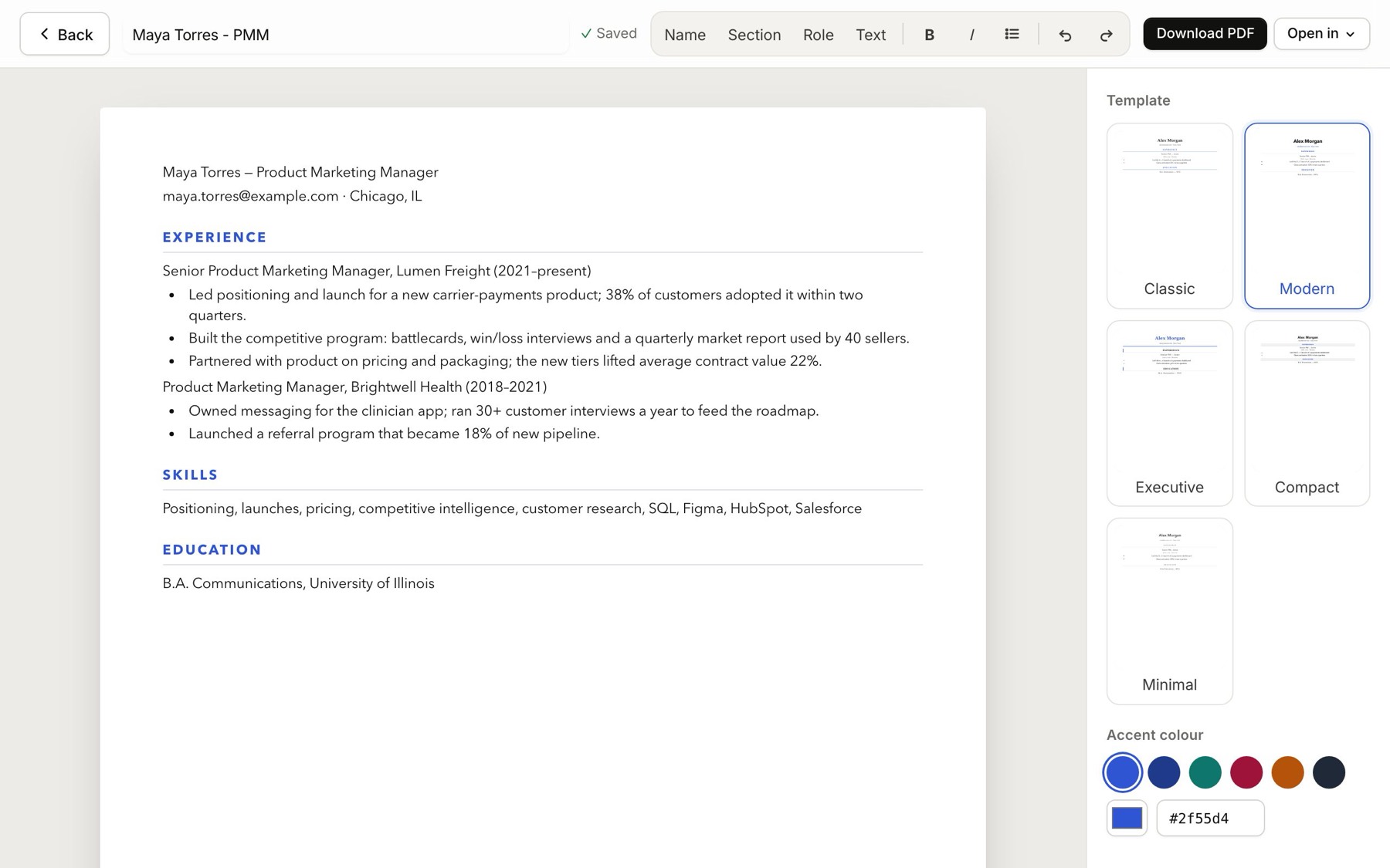 The full-page editor. Fix anything that came out jumbled.