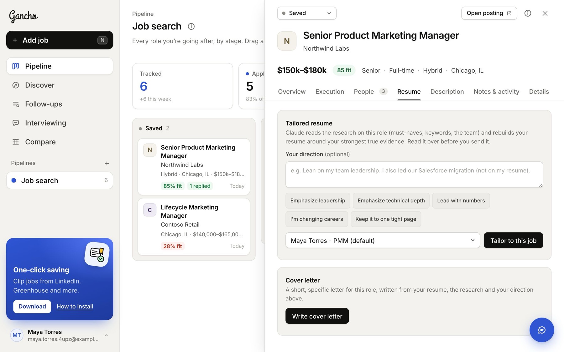 The Resume tab